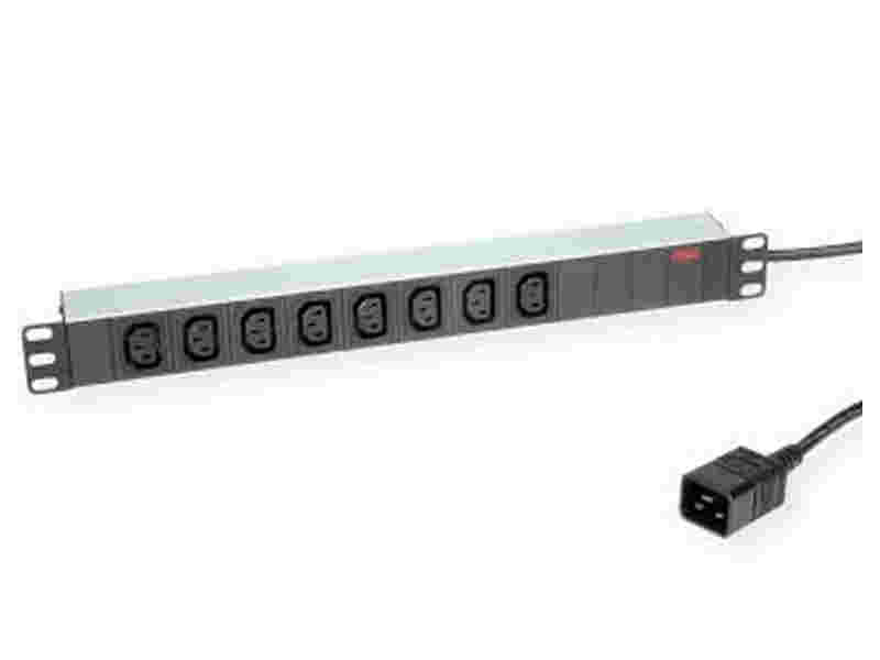 POWERSTRIP ROLINE 19' 8P xC13 WITH 2M C20 CABLE ALUMINUM 16A