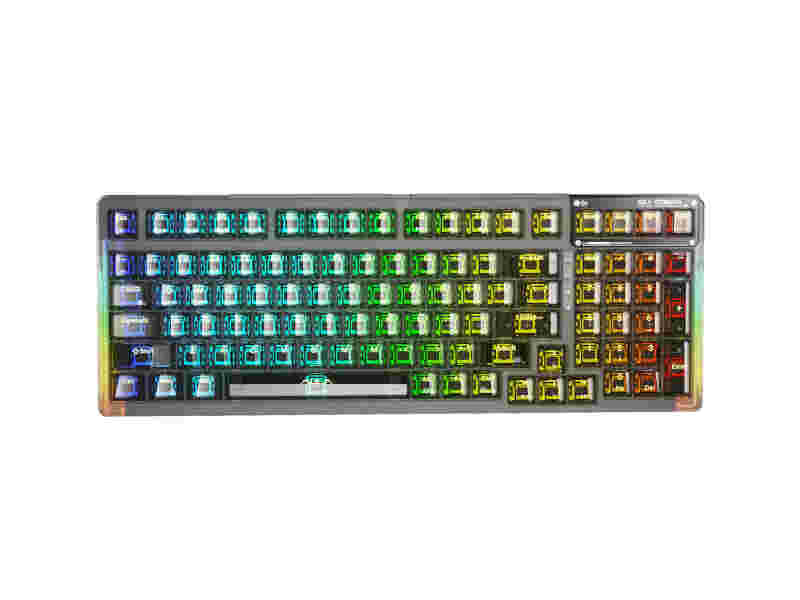 KEYBOARD AULA F98 MECHANICAL BLACK TRANSPARENT BT/2.4G/ WIRED GR NEW