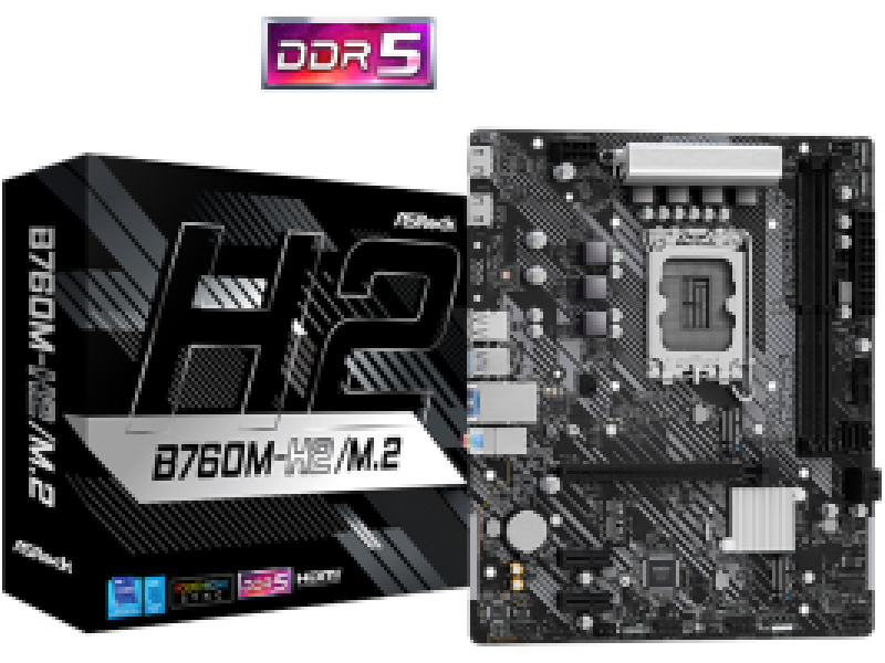 ASROCK MB B760M-H2/M.2, SOCKET INTEL LGA1700 14th/13th/12th GEN INTEL CPU, CS INTEL B760, 2 DIMM SOCKETS DDR5, 2 HDMI, PCI-E GEN 4.0, 2.5G LAN, MICRO-ATX, 3YW