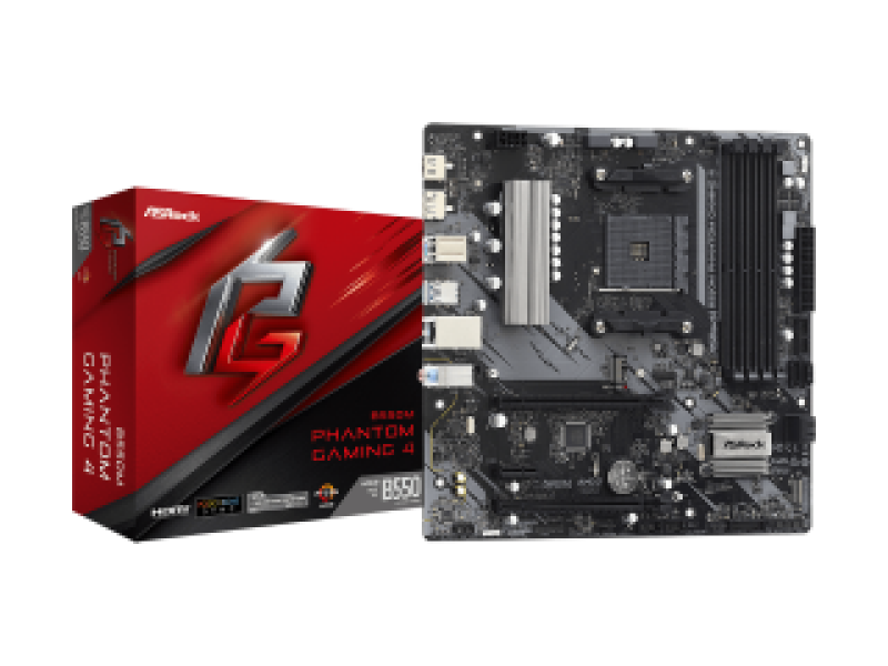ASROCK MB B550M PHANTOM GAMING 4, SOCKET AMD AM4, CS AMD B550, 4 DIMM SOCKETS DDR4, HDMI/DP, PCI-E GEN 4.0, GIGABIT LAN, MICRO-ATX, 2YW.