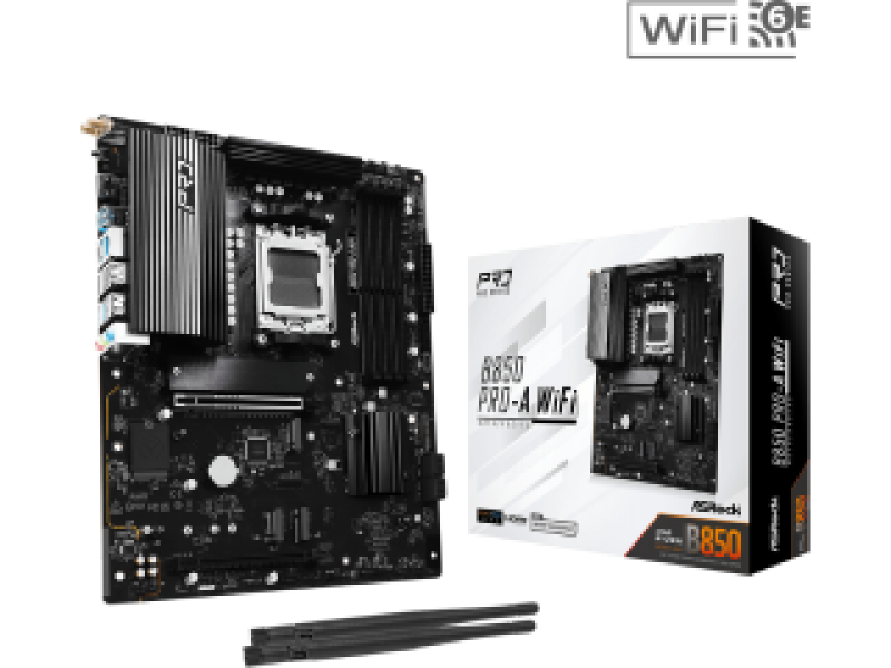 ASROCK MB B850 PRO-A WIFI, SOCKET AMD AM5, CS AMD B850, 4 DIMM SOCKETS DDR5, HDMI, PCI-E GEN 5.0, 2.5G LAN, WIFI6E, ATX, 3YW.