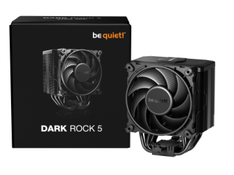 BEQUIET CPU AIR COOLER DARK ROCK 5 BK035, 210W TDP, INTEL SOCKET LGA 1851/1700/1200/1150/1151/1155, AMD AM4/AM5, 120MM PWM FAN, BLACK, 3YW.