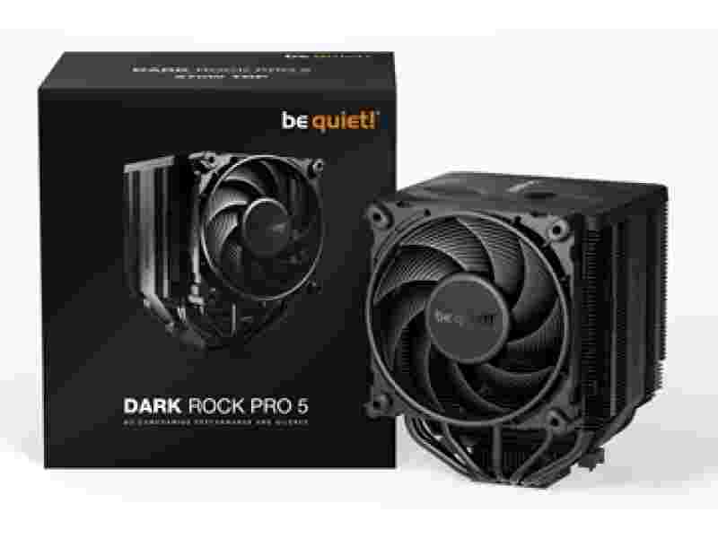 BEQUIET CPU AIR COOLER DARK ROCK PRO 5 BK036, 270W TDP, INTEL SOCKET LGA 1851/1700/1200/1150/1151/1155, AMD AM4/AM5, DUAL PWM 135MM/120MM FAN, BLACK, 3YW.