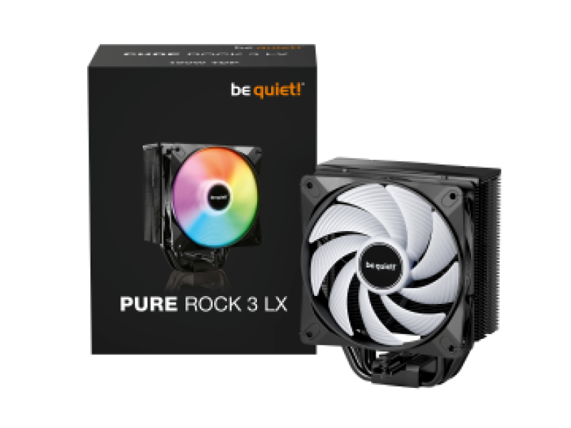 BEQUIET CPU AIR COOLER PURE ROCK 3 LX BK040, 190W TDP, INTEL SOCKET LGA 1851/1700/1200/1150/1151/1155, AMD AM4/AM5, 120MM PWM ARGB FAN, BLACK, 3YW.