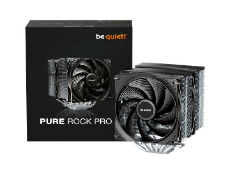 BEQUIET CPU AIR COOLER PURE ROCK PRO 3 BK041, 250W TDP, INTEL SOCKET LGA 1851/1700/1200/1150/1151/1155, AMD AM4/AM5, DUAL PWM 120MM FAN, SILVER/BLACK, 3YW.