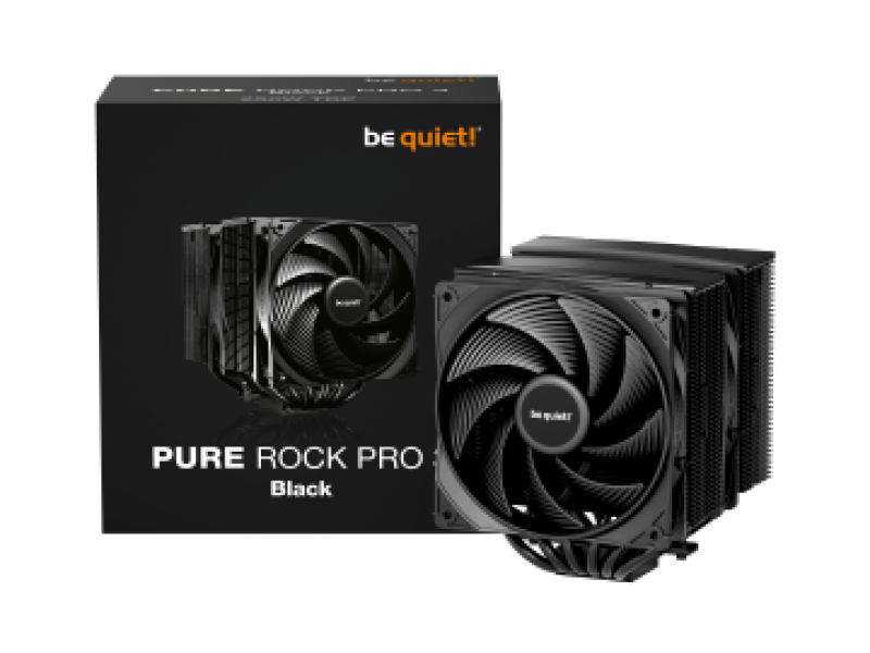 BEQUIET CPU AIR COOLER PURE ROCK PRO 3 BLACK BK042, 250W TDP, INTEL SOCKET LGA 1851/1700/1200/1150/1151/1155, AMD AM4/AM5, DUAL PWM 120MM FAN, 3YW.