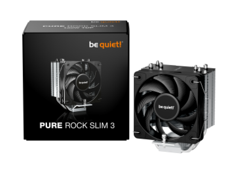 BEQUIET CPU AIR COOLER PURE ROCK SLIM 3 BK047, 130W TDP, INTEL SOCKET LGA 1851/1700, AMD AM4/AM5, 100MM PWM FAN, SILVER/BLACK, 3YW.