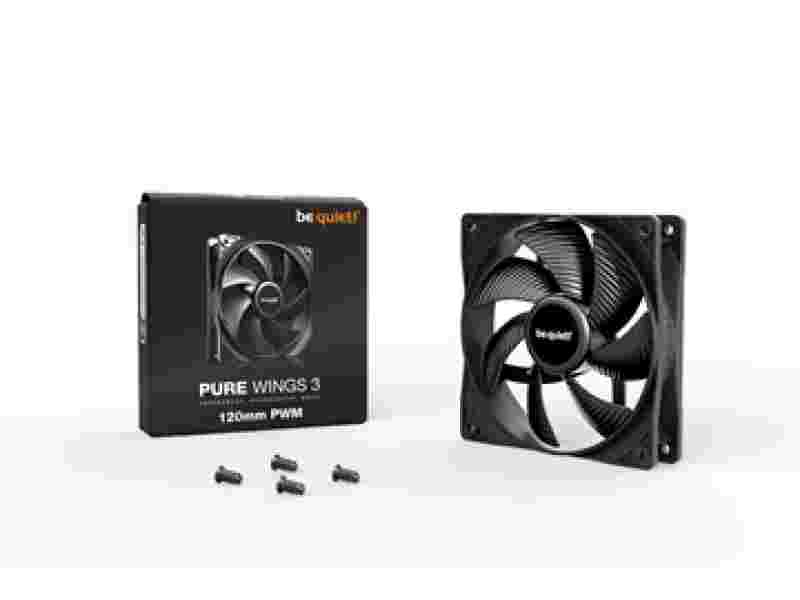 BEQUIET FAN PURE WINGS 3 120MM PWM BL105, 1600RPM, 49.9CFM/84.8M3/H, 25.5dB, Lifespan 80000h, BLACK, 3YW.