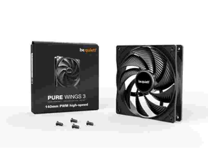 BEQUIET FAN PURE WINGS 3 140MM PWM HIGH-SPEED BL109, 1800RPM, 72,2CFM/122,6M3/H, 30,5dB, Lifespan 80000h, BLACK, 3YW.