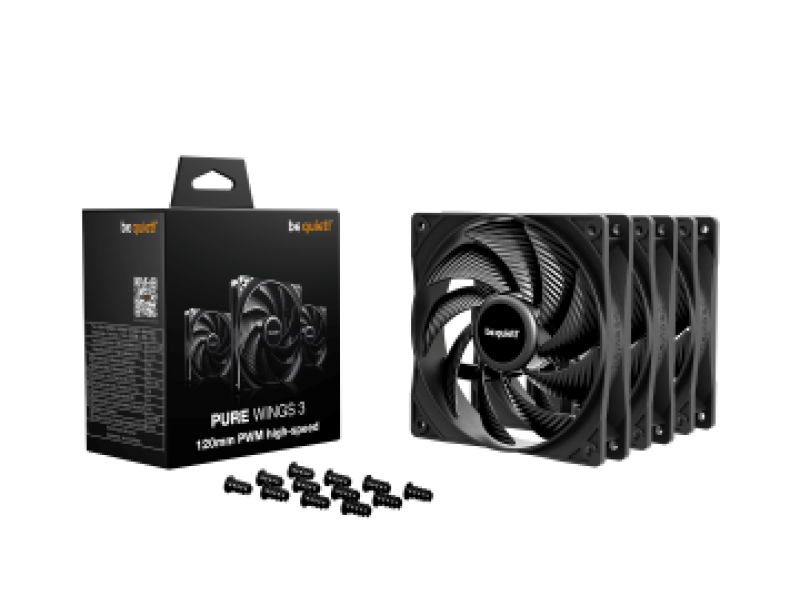 BEQUIET FAN PURE WINGS 3 120MM PWM HIGH SPEED TRIPLE-PACK BL140, 2100RPM, 59,6CFM/101,2M3/H, 30,9db, Lifespan 80000h, BLACK, 3YW.