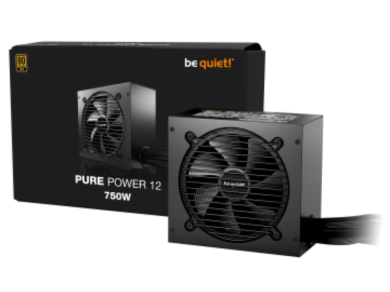 BEQUIET PSU PURE POWER 12 750W BP003EU, GOLD CERTIFIED, EXCEPTIONALLY  SILENT 12CM FAN, 10YW.
