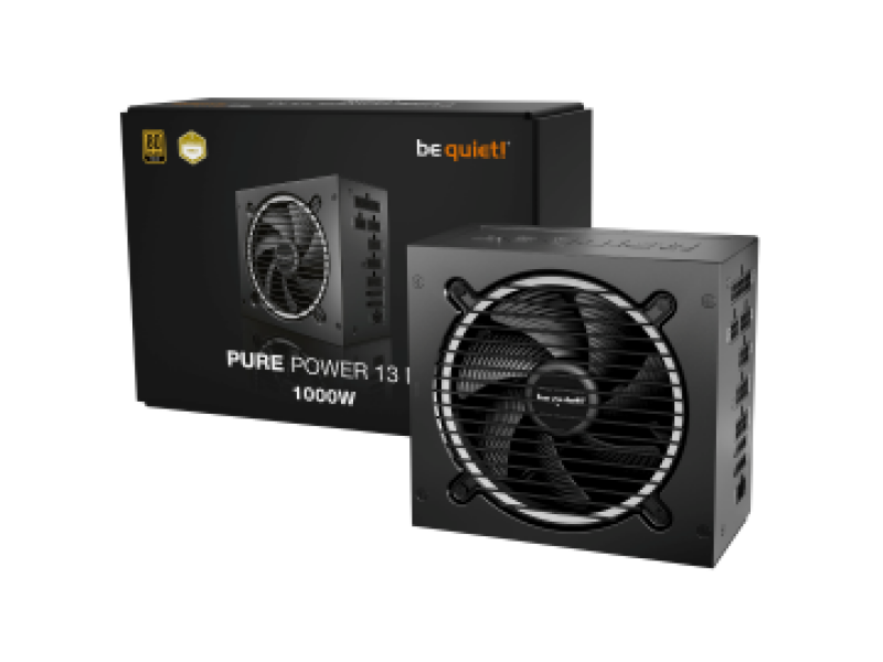 BEQUIET PSU PURE POWER 13M 1000W BP028EU, GOLD CERTIFIED, MODULAR CABLES, EXCEPIONALLY QUIET, 12CM FAN, 10YW.