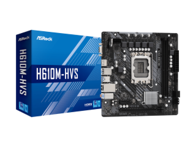 ASROCK MB H610M-HVS/M.2 R2.0, SOCKET INTEL LGA1700 14th/13th/12th GEN, CS INTEL H610, 2 DIMM SOCKETS DDR4, D-SUB/HDMI, PCI-E GEN 3.0, GIGABIT LAN, MICRO-ATX, 3YW