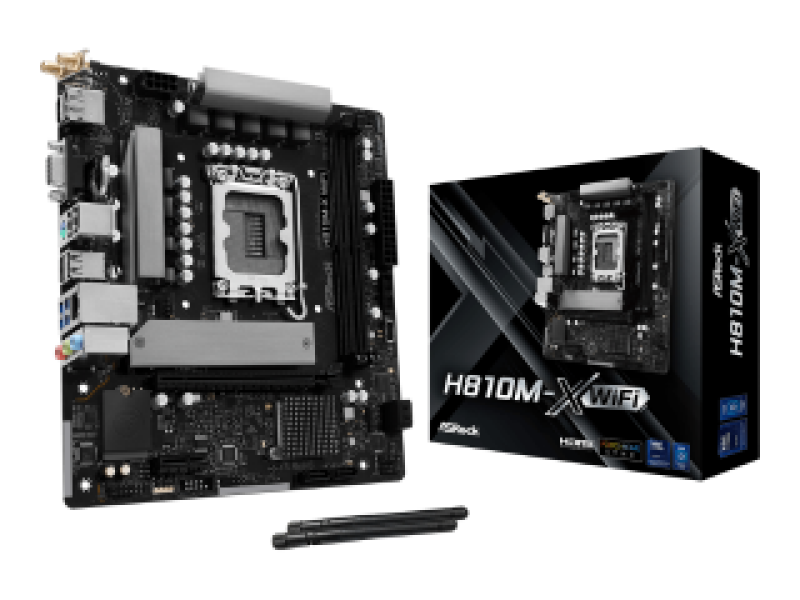 ASROCK MB H810M-X WIFI, SOCKET INTEL LGA1851 INTEL CPU, CS INTEL H810, 2 DIMM SOCKETS DDR5, HDMI/ D-SUB/ DP, PCI-E GEN 4.0, 2.5G LAN, MICRO-ATX, 3YW.
