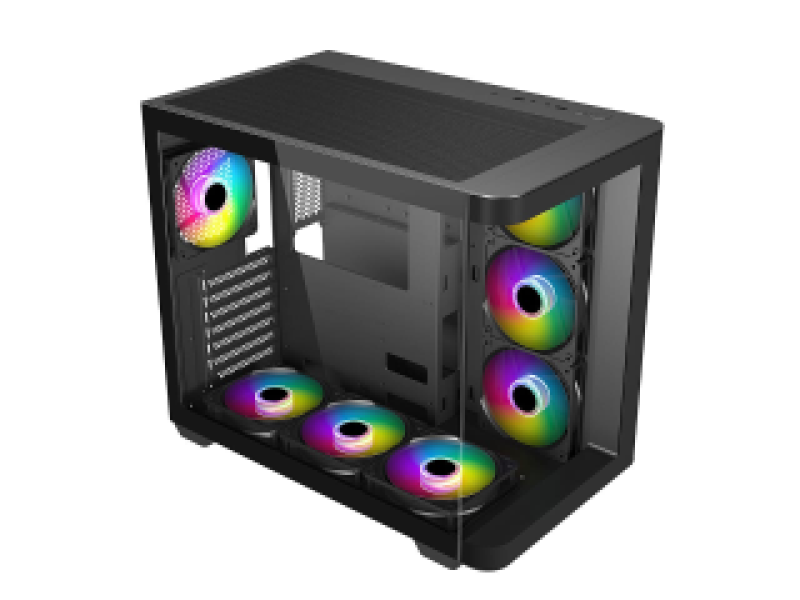 SUPERCASE PC CHASSIS HA30A CASE, MIDI TOWER ATX, ARGB LIGHTING, BLACK, W/O PSU, Side: 3x120mm ARGB Fan, Rear: 1x 120mm ARGB Fan, 2YW.