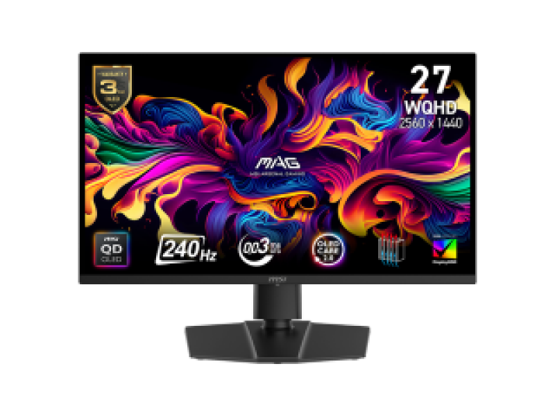 MSI MONITOR GAMING MAG 271QP QD-OLED X24, FLAT QD-OLED WQHD, 27", 16:9, 250CD/M2, 1.500.000:1, 0,03MS, 240Hz, 2560x1440, 2x HDMI/ DP/ HP OUT, PIVOT, HAS, TILT, SWIVEL, BLACK, 3YW.