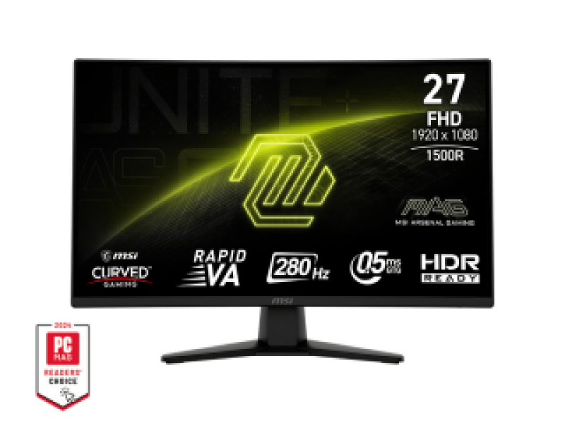 MSI MONITOR GAMING MAG 274CXF, CURVED VA FHD, 27", 16:9, 300CD/M2, 4000:1, 0.5MS, 280Hz, 1920x1080, 2xHDMI/ 1xDP/ HP OUT, TILT, BLACK, 3YW.