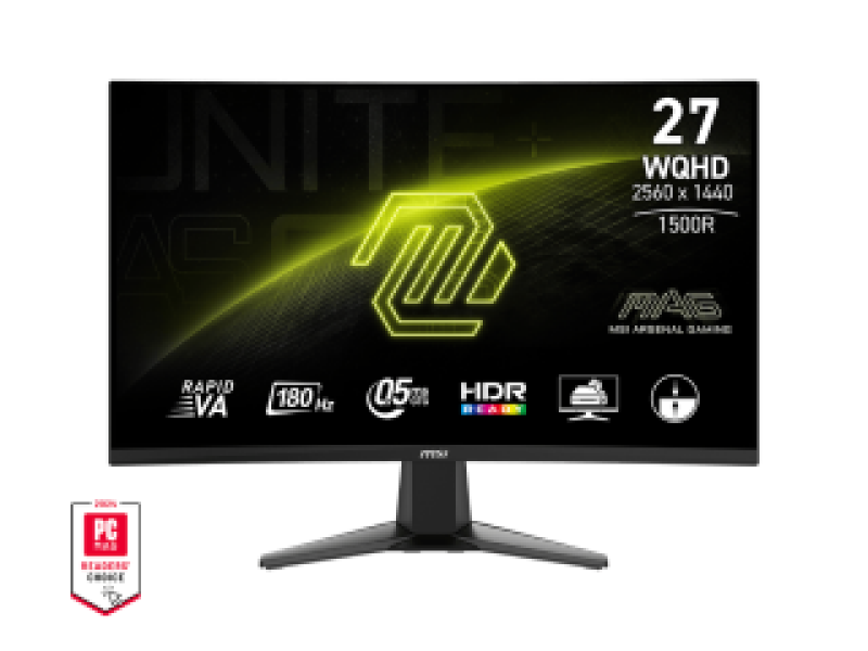 MSI MONITOR GAMING MAG 27CQ6F, CURVED VA WQHD, 27", 16:9, 300CD/M2, 5.000:1, 0.5MS, 180Hz, 2560x1440, 2xHDMI/ DP/ HP OUT, TILT, BLACK, 3YW.
