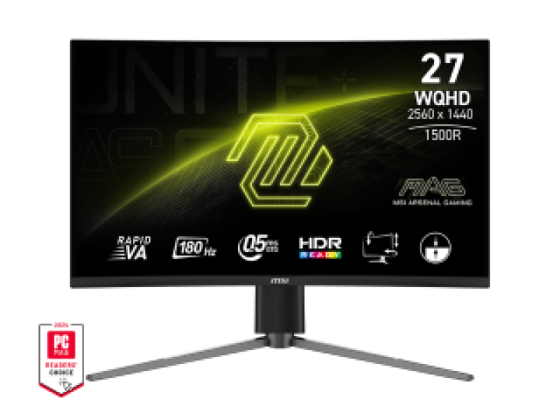 MSI MONITOR GAMING MAG 27CQ6PF, CURVED VA WQHD, 27", 16:9, 300CD/M2, 5.000:1, 0.5MS, 180Hz, 2560x1440, 2xHDMI/ DP/ HP OUT, TILT, SWIVEL, HAS, BLACK, 3YW.