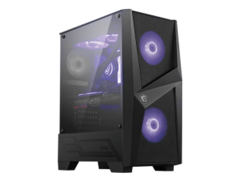 MSI PC CHASSIS MAG FORGE 100M BLACK, MIDI TOWER ATX, RGB LIGHTING, W/O PSU, Front: 2x 120mm RGB Fan, Rear: 1x 120mm Fan, 2YW