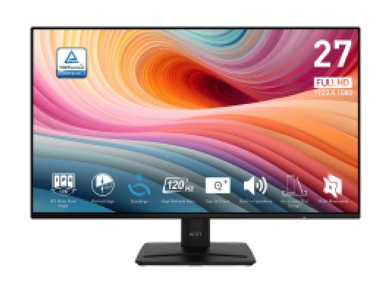 MSI MONITOR PRO MP271A E2, FLAT IPS FHD, 27", 16:9, 300 CD/M2, 1500:1, 1MS, 120Hz, 1920x1080, HDMI/ VGA/ HP/ DP OUT, 2X2W SPEAKERS, TILT, BLACK, 2YW.
