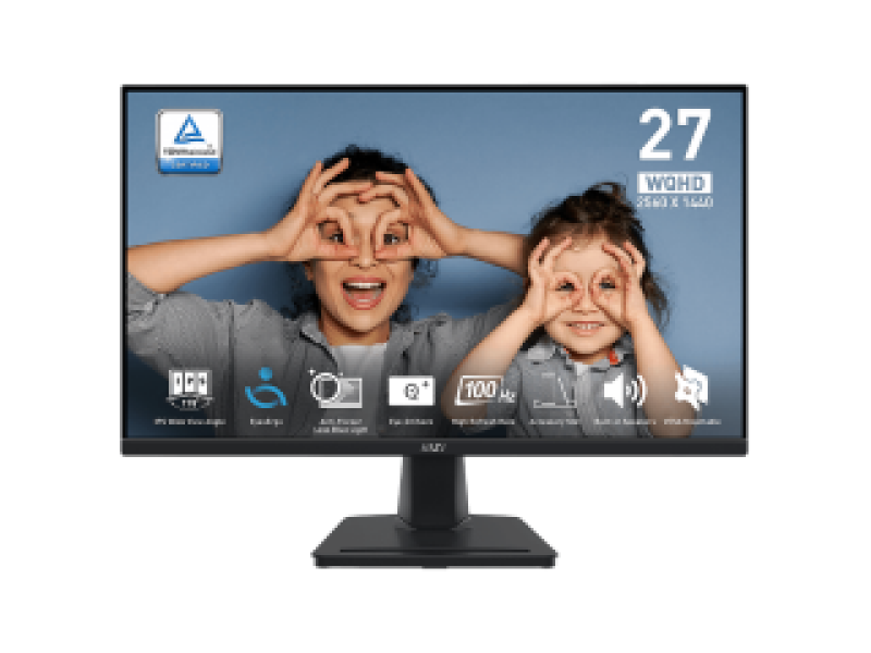 MSI MONITOR PRO MP275Q, FLAT IPS QHD, 27", 16:9, 300 CD/M2, 1300:1, 1MS, 100Hz, 2560x1440, 2xHDMI/1xDP/HP OUT, 2x2W SPEAKERS, TILT, BLACK, 2YW.
