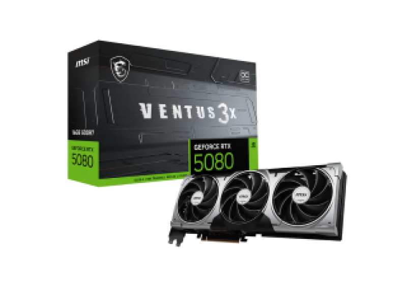 MSI VGA PCI-E NVIDIA GF RTX 5080 16G VENTUS 3X OC, 16GB/256BIT, GDDR7, HDMI/3xDP, TRIPLE FAN, 3 SLOT FANSINK, 3YW.