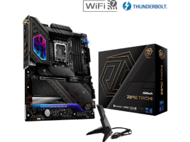 ASROCK MB Z890 TAICHI, SOCKET LGA1851, CS INTEL Z890, 4 DIMM SOCKETS DDR5, HDMI/ THUNDERBOLT4, PCI-E GEN 5.0, 5G LAN, WIFI7, ATX, 3YW
