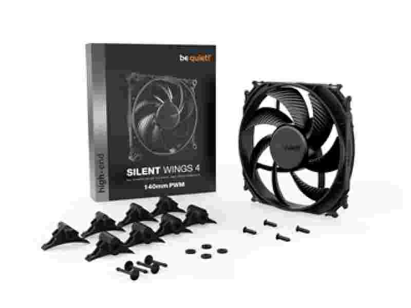 BEQUIET FAN SILENT WINGS 4 140MM PWM BL096, 1100RPM, 51,3CFM/87,16M3/H, 13,6 dB, Lifespan 300000h, BLACK, 5YW.