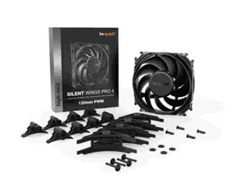 BEQUIET FAN SILENT WINGS PRO 4 120MM PWM BL098, 3000RPM, 83,9CFM/142,5M3/H, 36,9 dB, Lifespan 300000h, BLACK, 5YW.