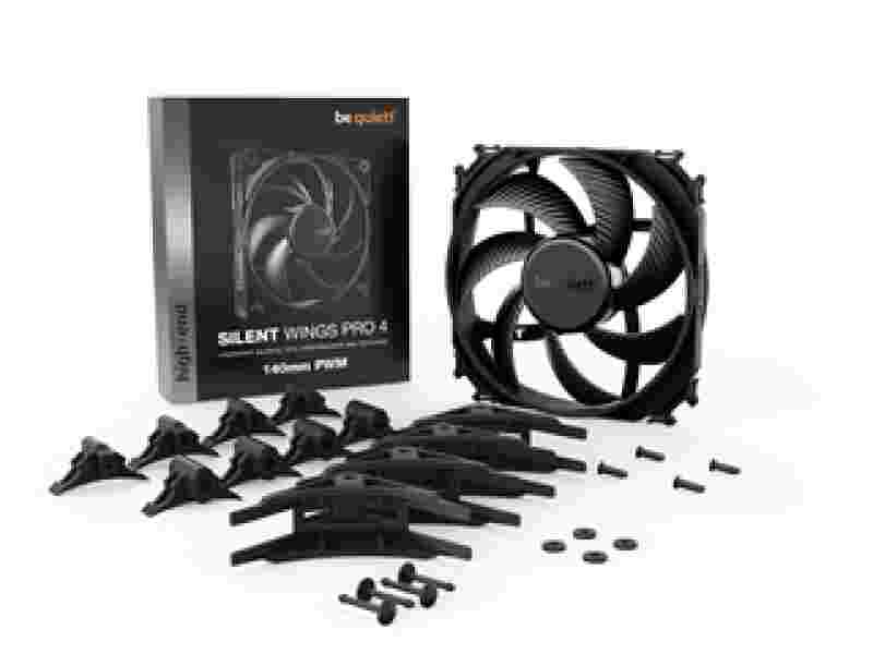 BEQUIET FAN SILENT WINGS PRO 4 140MM PWM BL099, 2400RPM, 97,41CFM/165,5M3/H, 36,8 dB, Lifespan 300000h, BLACK, 5YW.