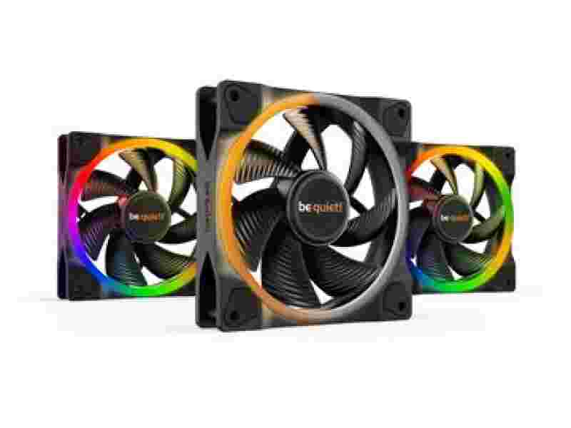 BEQUIET FAN LIGHT WINGS 120MM PWM TRIPLE-PACK BL076, ARGB, 1700RPM, 41.51CFM/70.53M3/H, 20.6 DB, LIFESPAN 60000H, BLACK, 3YW.